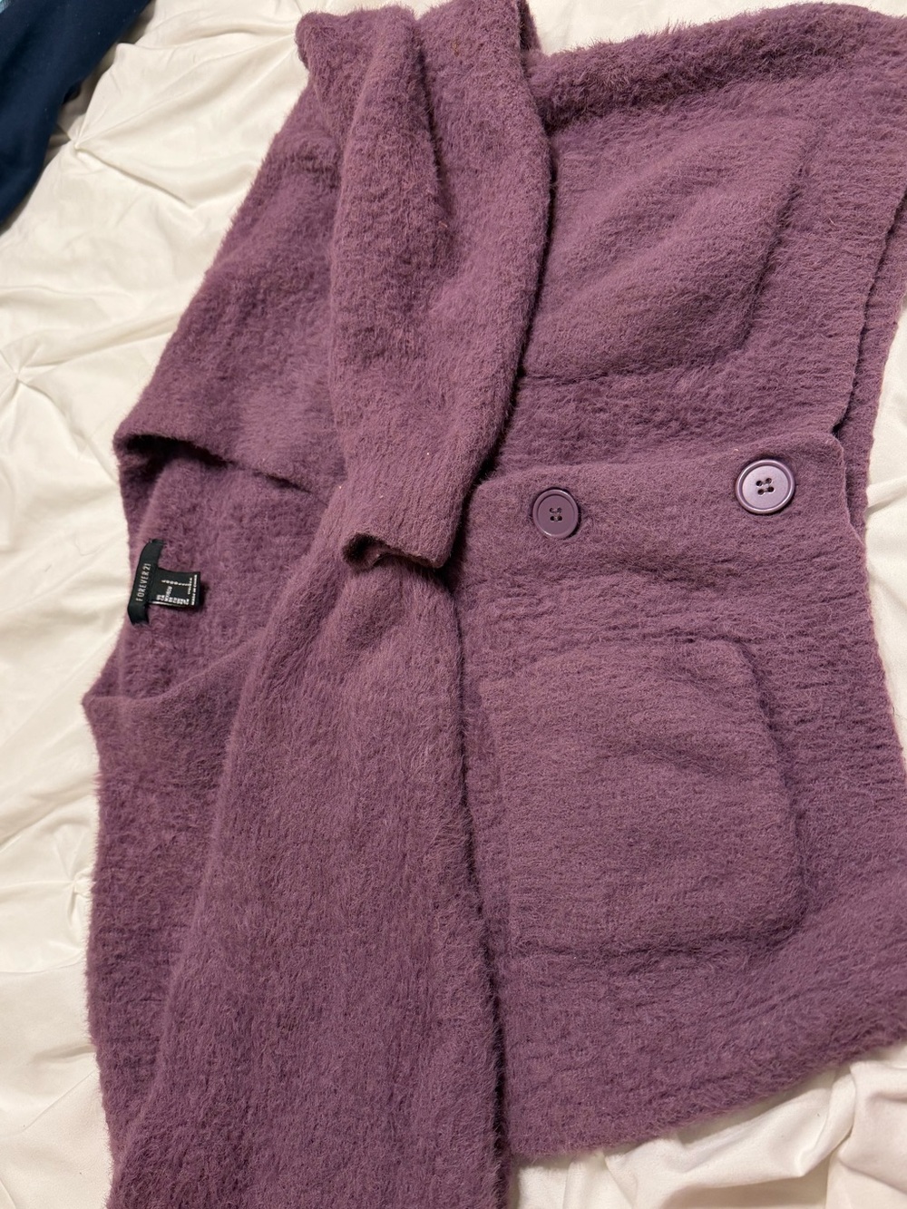 Forever 21 Kids Plush Mauve Button-Up Cardigan Jacket
